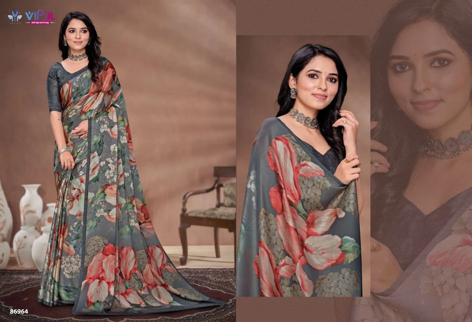 Akasaa By Vipul Satin Silk Daily Wear Saree Suppliers In India